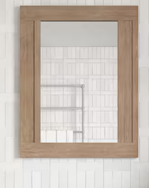 Aberdeen 40 in. x 28 in. Framed Wall Mount Mirror in Antique Oak