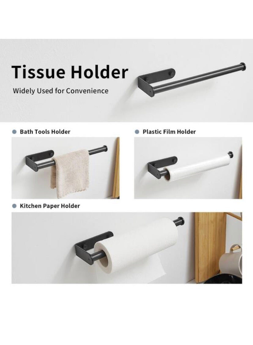 Wall Mount Paper Towel Holder Bulk-Self-Adhesive Under Cabinet In Matte Black(2 pcs)