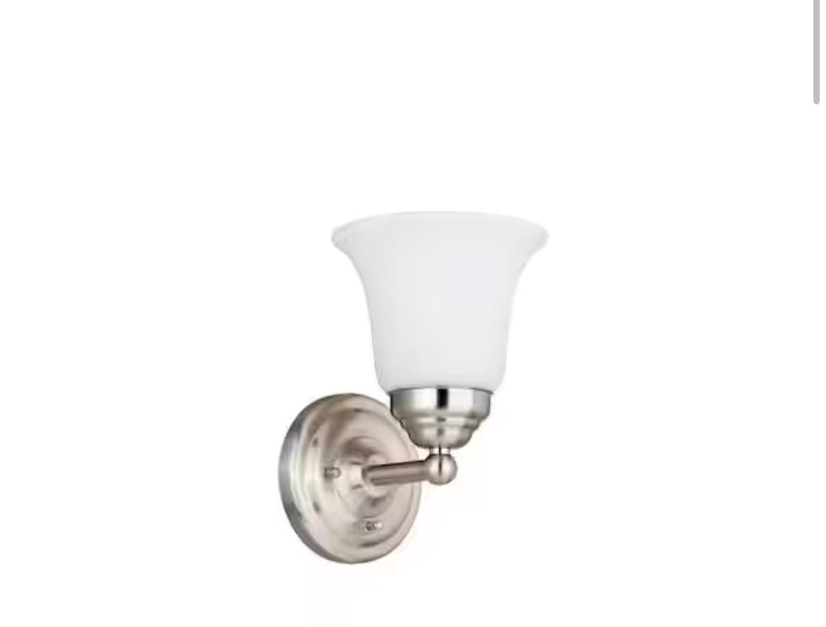 Ashhurst 1-Light Brushed Nickel Wall Sconce with Switch