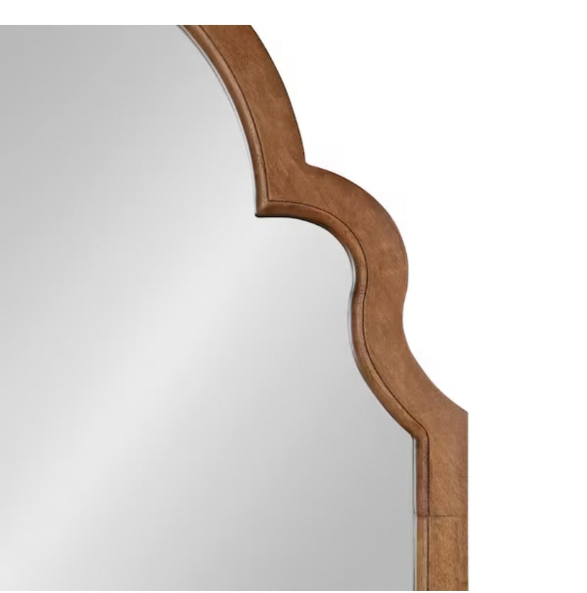 48.00 in. H x 24.00 in. W Hogan Farmhouse Arch Framed Rustic Brown Accent Wall Mirror