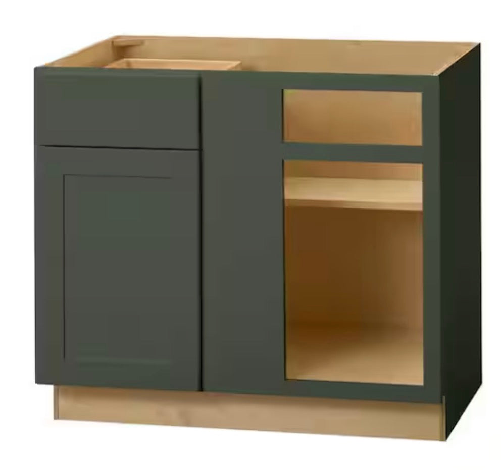 Avondale 36 in. W x 24 in. D x 34.5 in. H Ready to Assemble Plywood Shaker Blind Corner Kitchen Cabinet in Fern Green