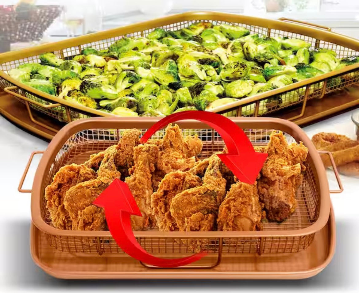 13 in. x 11 in. Aluminum Ti-Ceramic Nonstick Heat Circulating Air Fry Crisper Tray