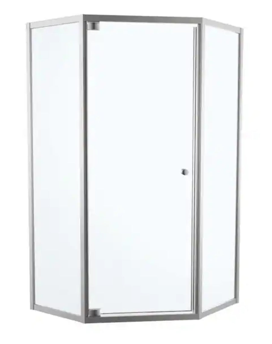 38 in. W x 74 in. H Neo-Angle Pivot Framed Corner Shower Enclosure in Chrome
