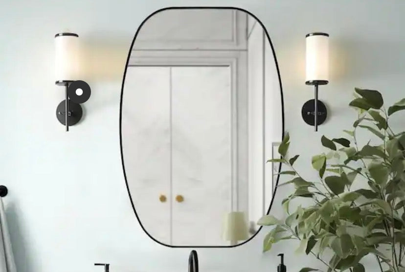20 in. W x 30 in. H Black Oval Wall Mounted Aluminum Alloy Bathroom Mirror Decorative Mirror
