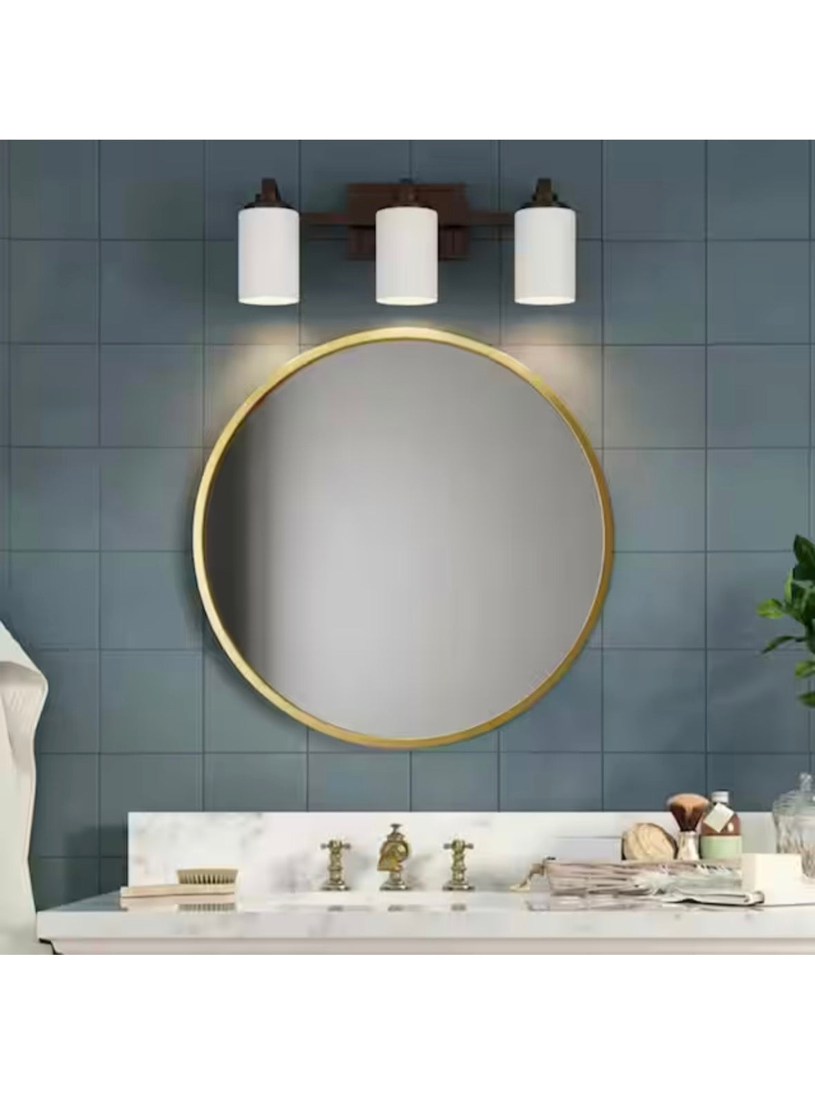 3-Light 21 in. Oil-Rubbed Bronze Contemporary Bathroom Vanity Light with Frosted Patterned Glass Shade