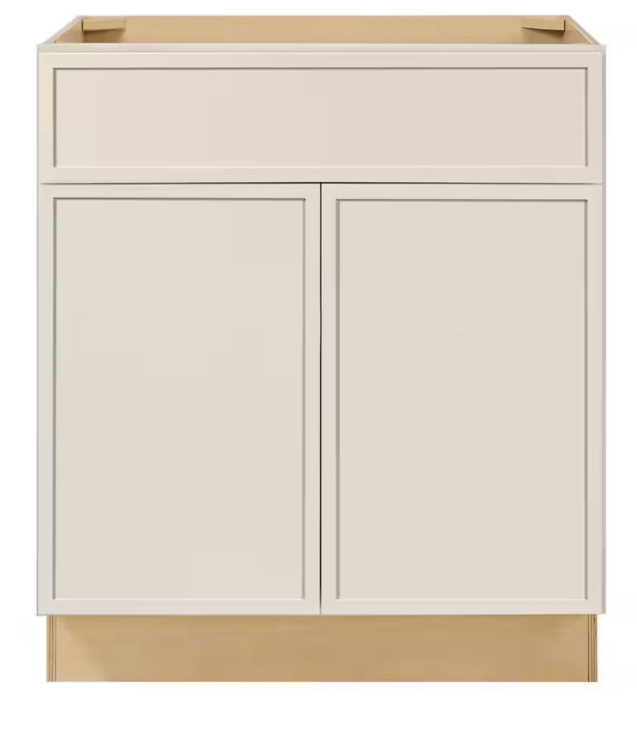 Leyton 30 in. W x 24 in. D x 34.5 in. H Ready to Assemble Plywood Slim Shaker Base Kitchen Cabinet in Antique White
