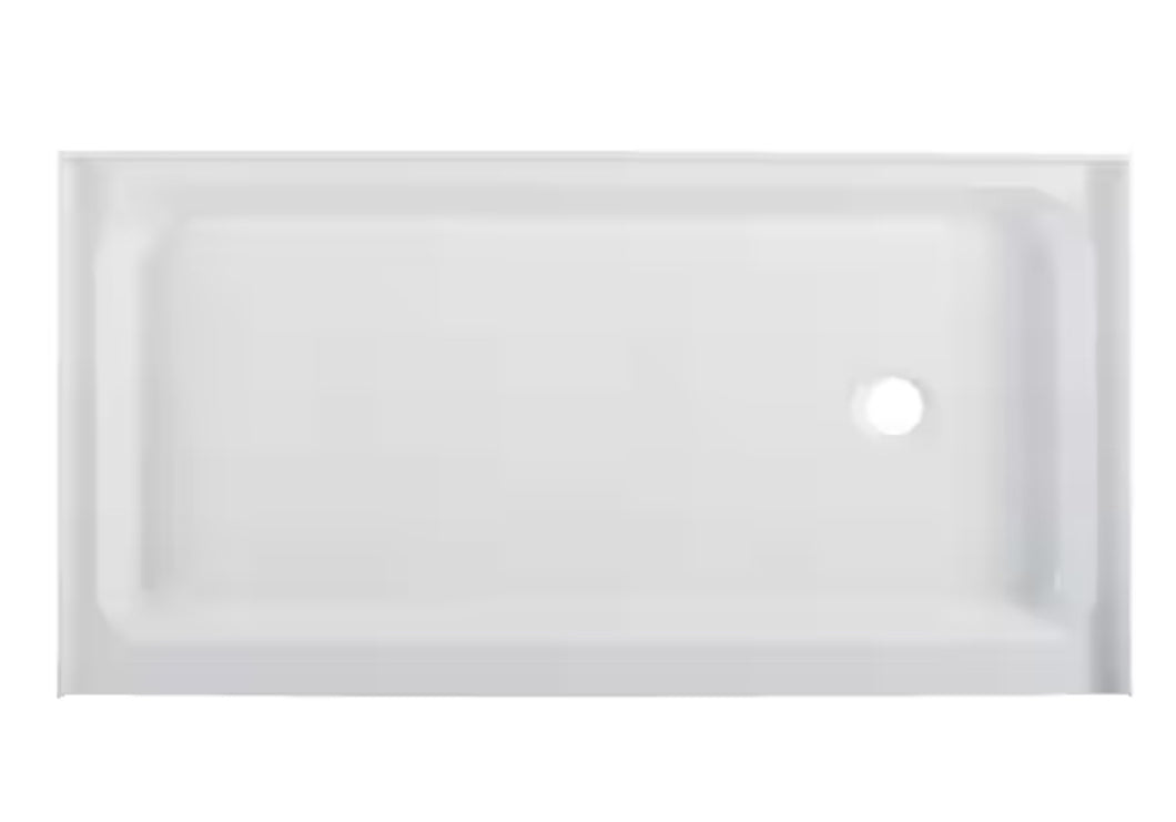 Voltaire 36 in. x 60 in. Acrylic, Single-Threshold, Right-Hand Drain, Shower Base in White
