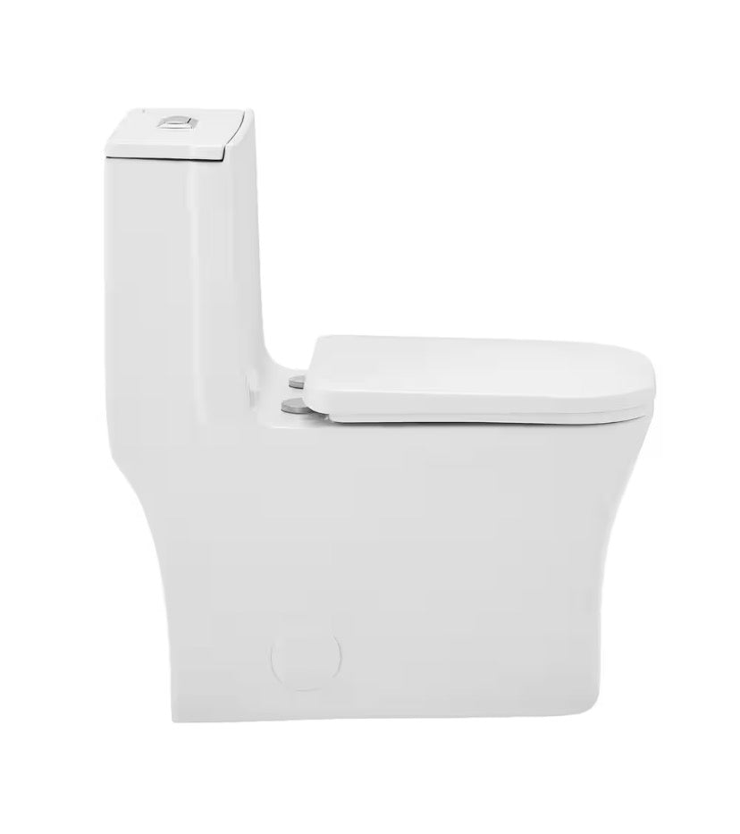 Concorde 14 in. Rough-In 1-piece 1.1/1.6 GPF Dual Flush Square Toilet in Glossy White Seat Included