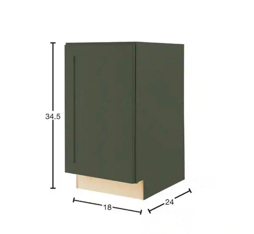 Avondale 18 in. W x 24 in. D x 34.5 in. H Ready to Assemble Plywood Shaker Trash Can Kitchen Cabinet in Fern Green