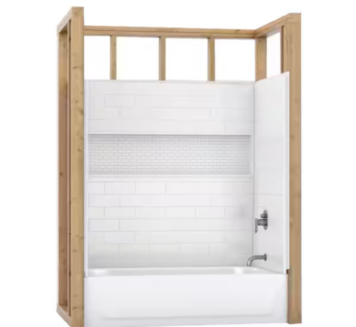 Nextile 30 in. x 60 in. x 60 in. 4-Piece Direct-to-Stud Alcove Tub Surround in White