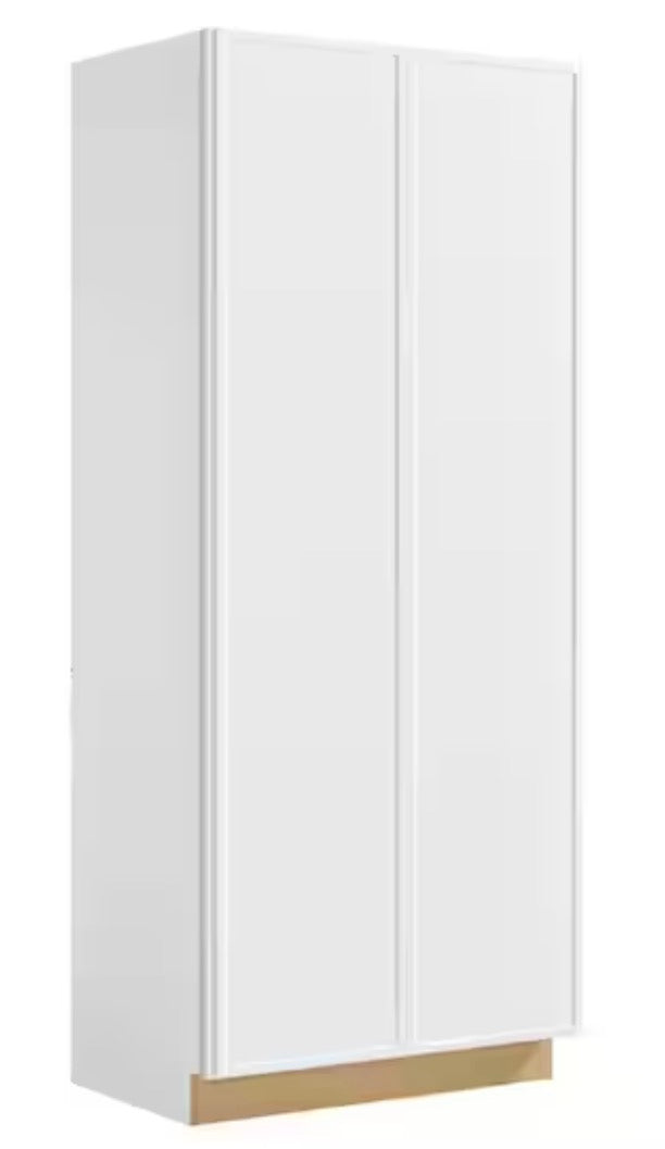 Leyton 36 in. W x 24 in. D x 90 in. H Ready To Assemble Plywood Slim Shaker Wide Pantry Kitchen Cabinet in Alpine White