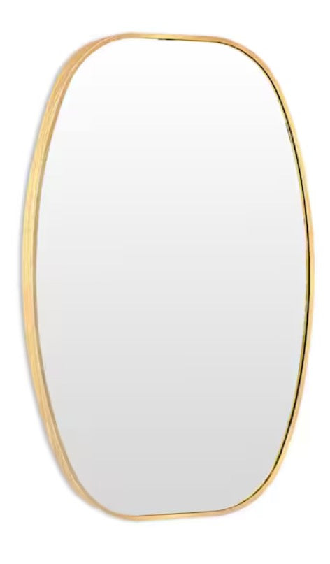 30 in. W x 48 in. H Gold Oval Wall Mounted Aluminum Alloy Bathroom Mirror Decorative Mirror