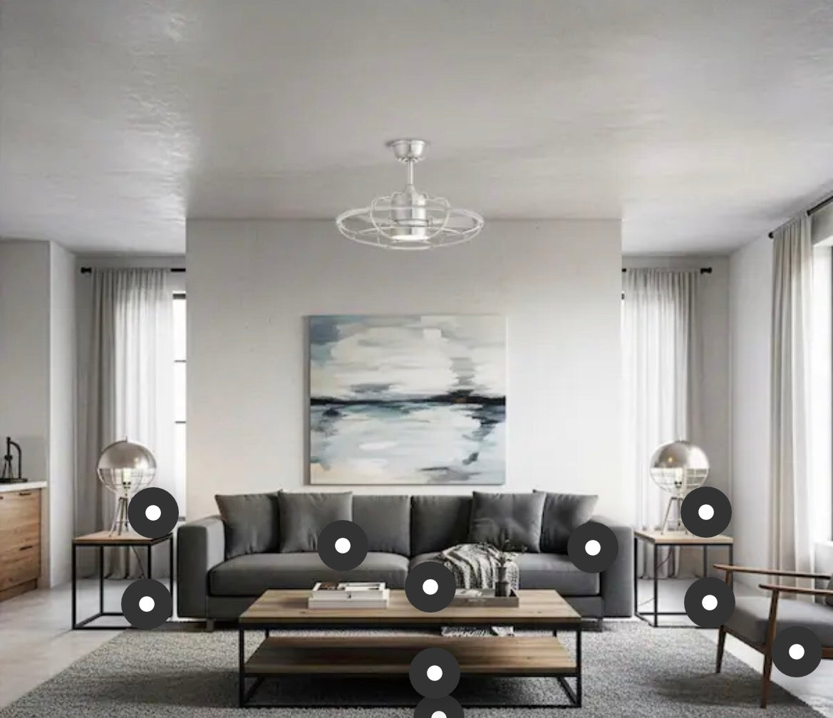 Elvara 23 in. Integrated LED Indoor Brushed Nickel Mid-Century Fandelier with 5 White Light Settings and Remote Control