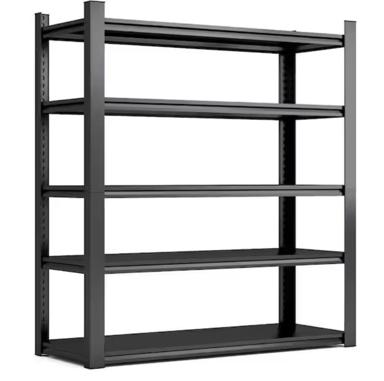 5-Tier Adjustable Metal Shelves in Black, 2000 lbs. Heavy Duty Storage Shelves, Garage Shelf Industrial Shelving Units