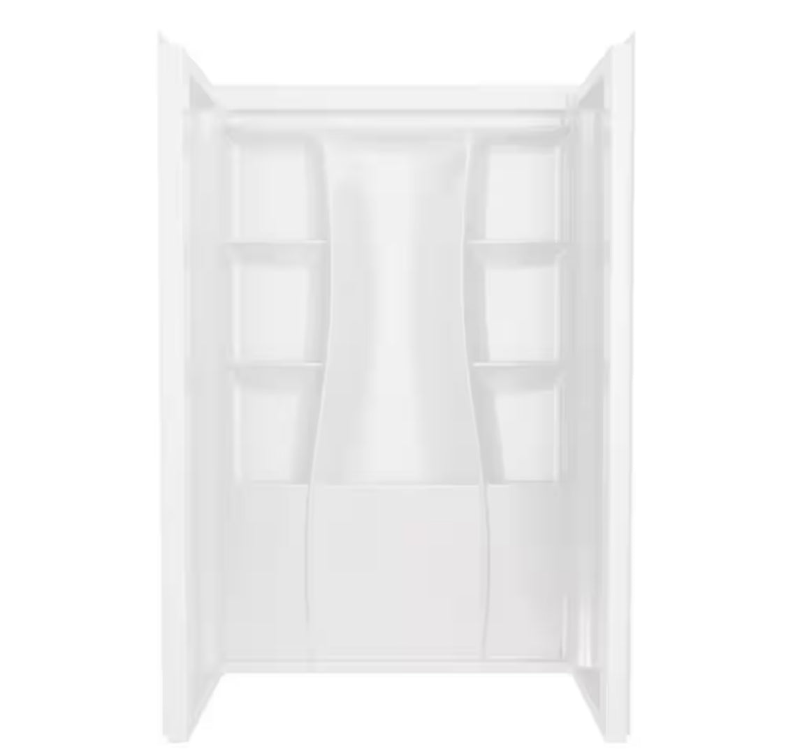 Classic 500 48 in. W x 73.25 in. H x 34 in. D 3-Piece Direct-to-Stud Alcove Shower Surrounds in High Gloss White