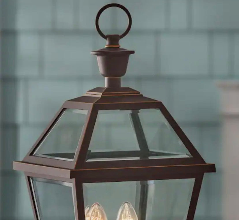 Glenneyre 2-Light Oil-Rubbed Bronze French Quarter Gas Style Outdoor Post Mount Light with Clear Glass
