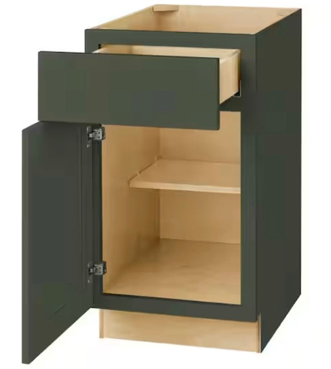 Avondale 18 in. W x 24 in. D x 34.5 in. H Ready to Assemble Plywood Shaker Base Kitchen Cabinet in Fern Green