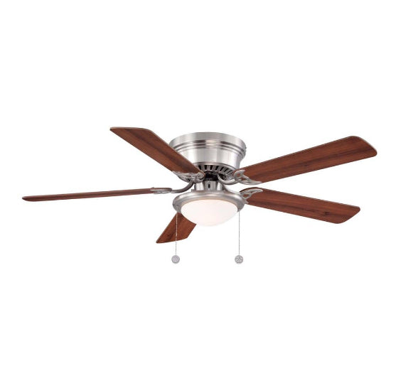 Hugger 52 in. LED Indoor Brushed Nickel Ceiling Fan with Light Kit