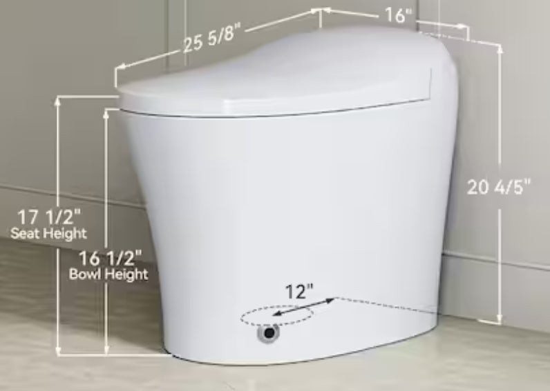 1-piece 1/1.27 GPF Dual Flush Elongated Toilet in White, Seat Included