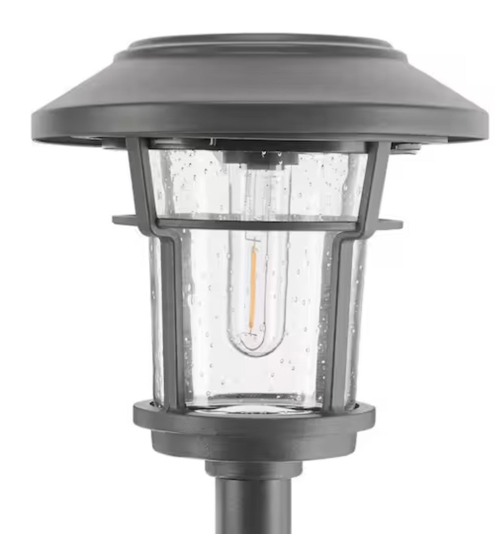 Palmdale 20 Lumen Gray LED Weather Resistant Outdoor Solar Path Light with Glass Lens (4-Pack)