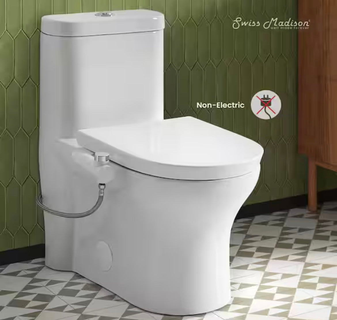 Aqua Non- Electric Bidet Seat for Elongated Toilet in Glossy White