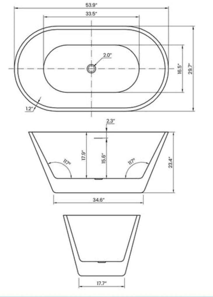 54 in. x 30 in. Acrylic Freestanding Soaking Bathtub in Glossy White with Polished Brass Drain