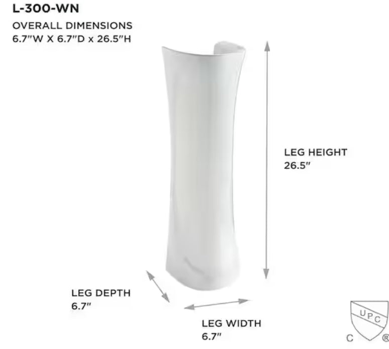 Shelburne/Petite 6.7 in. D x 9 in. W Round Pedestal Sink Base in White