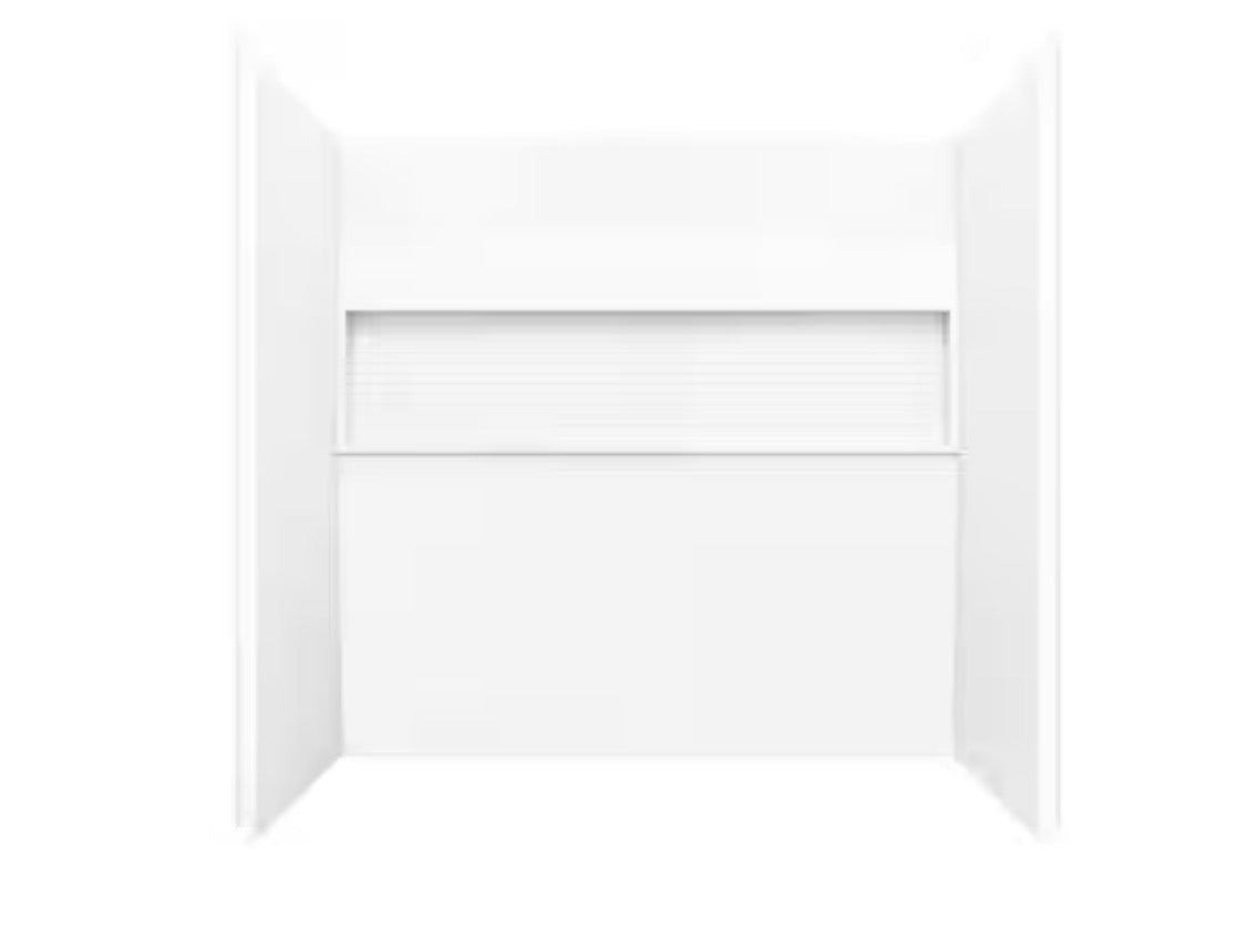NexTile 32 in. W 60 in. H Composite Direct-to-Stud Four-Piece Alcove Tub Wall Kit in White