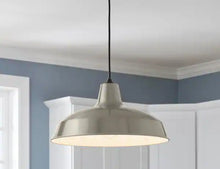 Load image into Gallery viewer, 1-Light Brushed Nickel Rustic Steel Hanging Barn Light Warehouse Pendant
