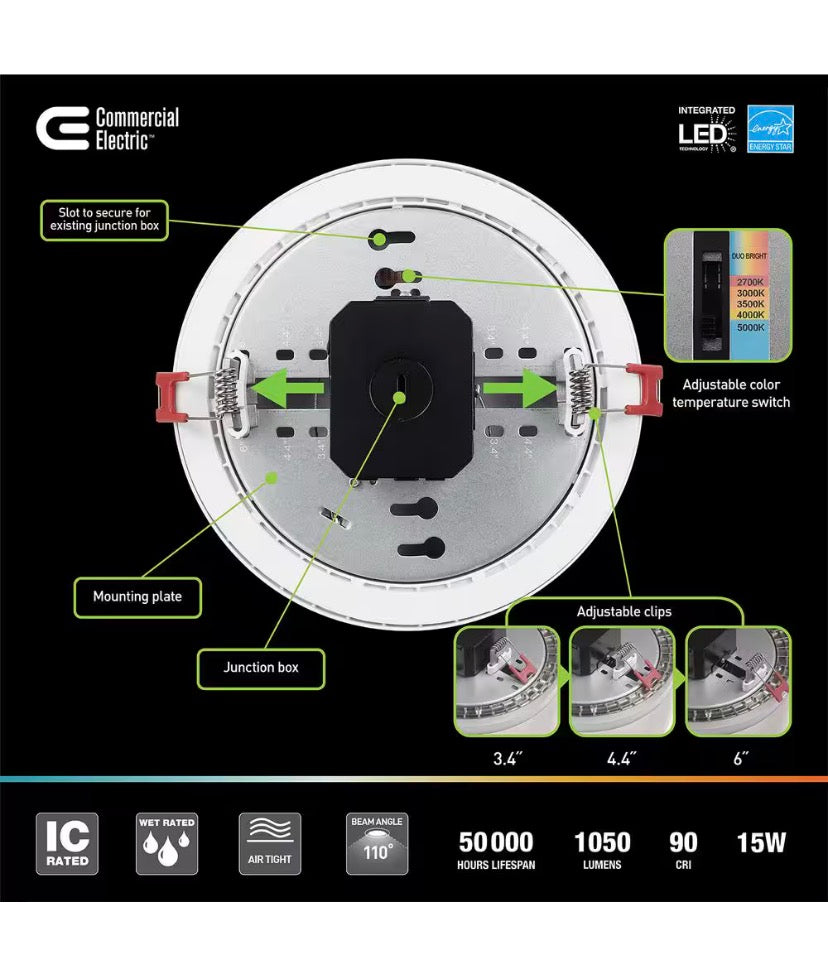 Flexinstall LED 8 in. White Dual Band Recessed Ceiling Light for Home with 5CCT + DuoBright Dimming