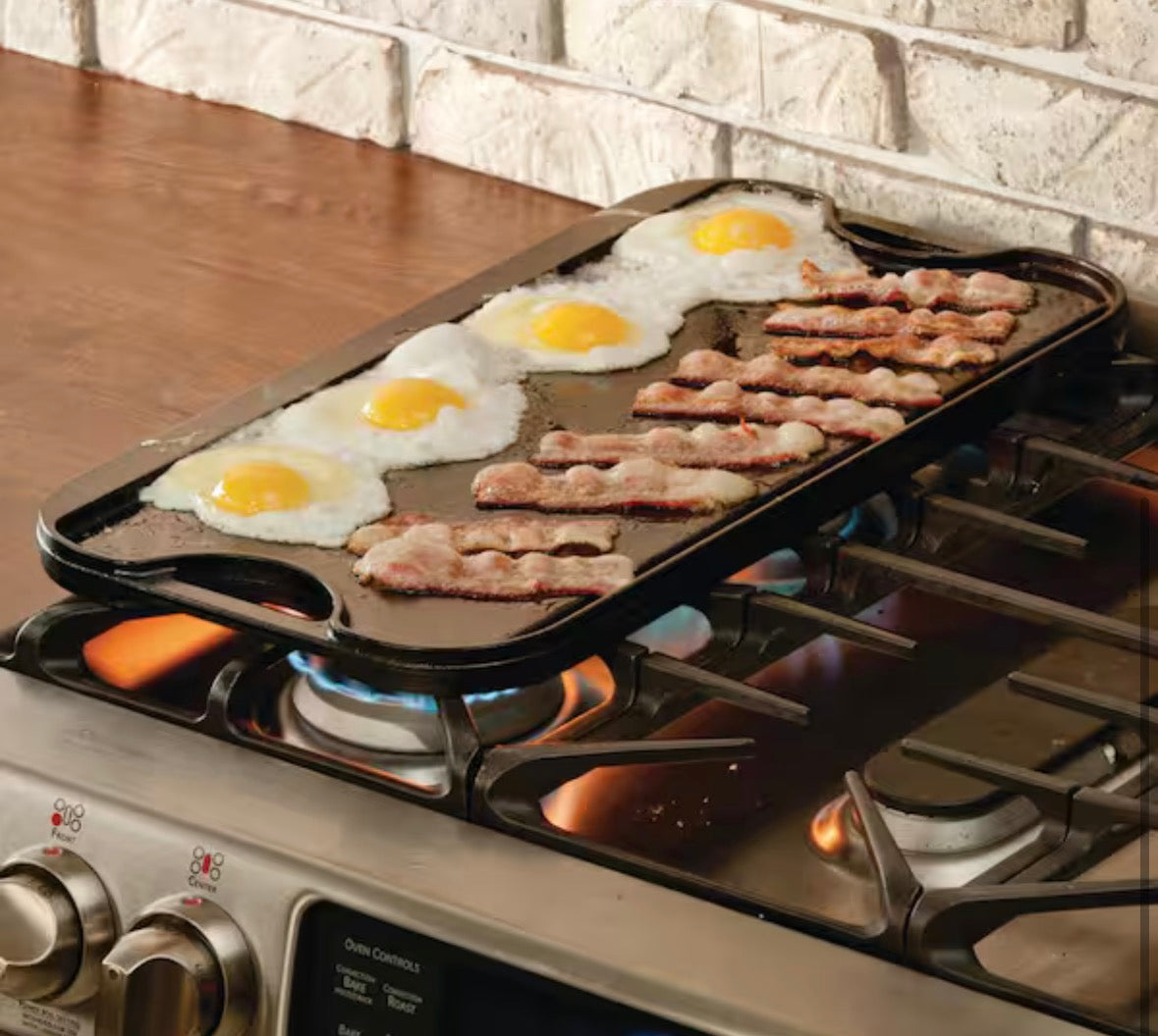 Pro-Grid 20 in. Black Cast Iron Reversible Stovetop Griddle with Handles