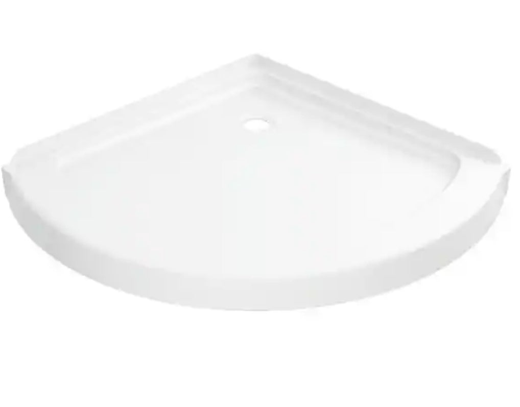 Classic 38 in. L x 38 in. W Corner Shower Pan Base with Corner Drain in White
