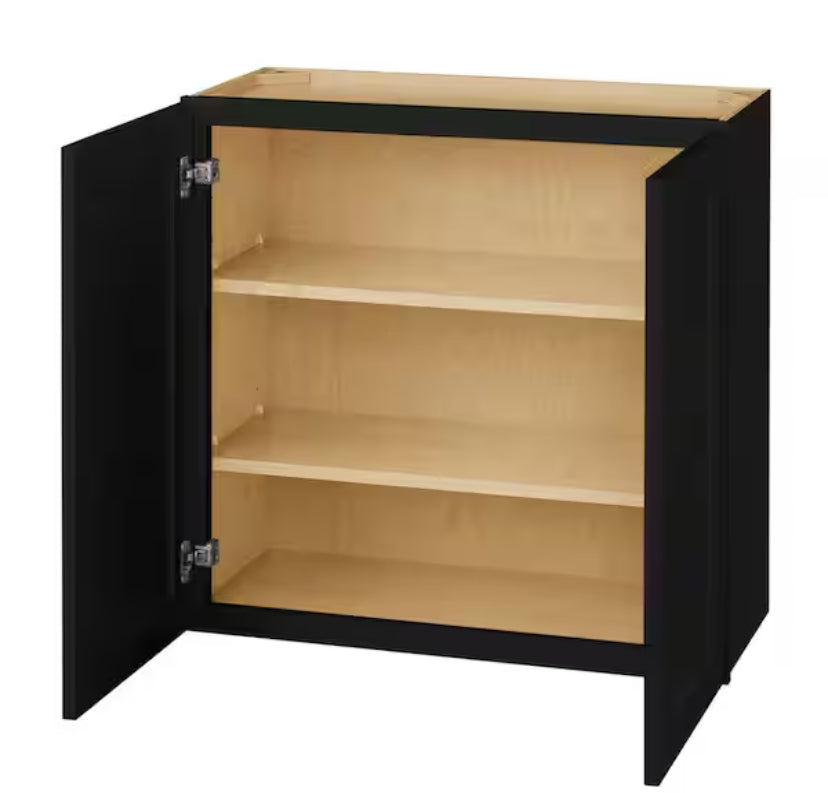 Avondale 36 in. W x 12 in. D x 30 in. H Ready to Assemble Plywood Shaker Wall Kitchen Cabinet in Raven Black