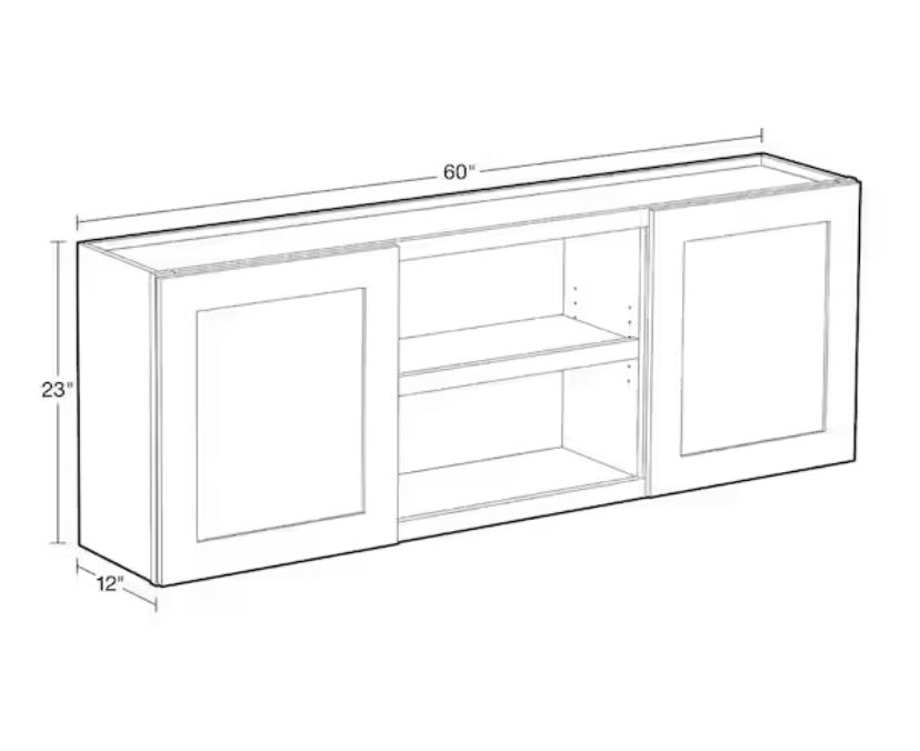 Vesuvius Gray Plywood Shaker Stock Ready to Assemble Wall Kitchen Laundry Cabinet w Soft Close 60 in. x 23 in. x 12 in.