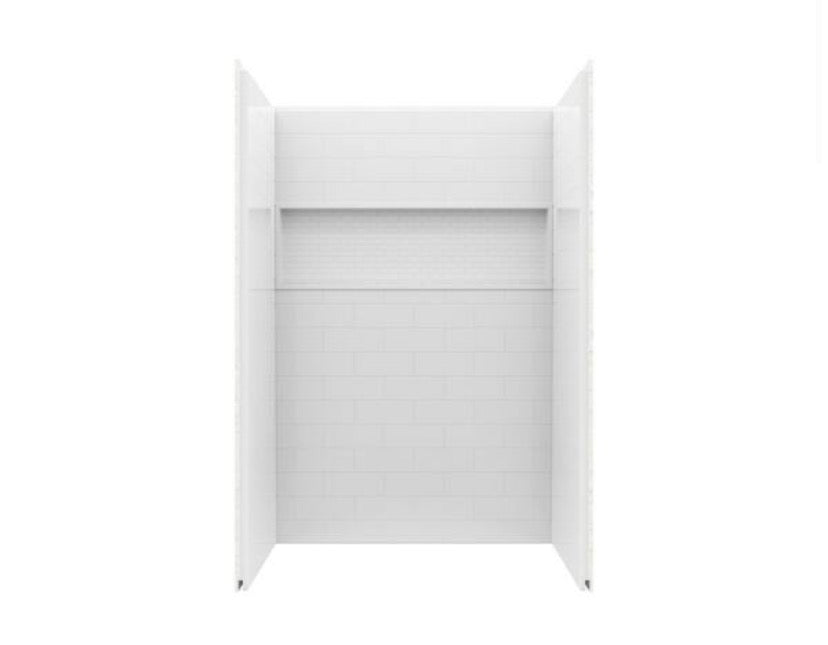 ShowerCast 48 in. L x 34 in. x 74 in. H Alcove Shower Kit with NexTile Shower Wall and Center Shower Pan in White