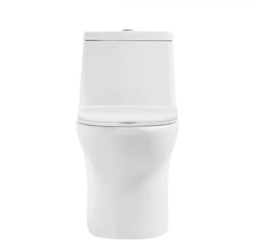 Ivy 1-Piece 1.1/1.6 GPF Dual Flush Elongated Toilet in Glossy White, Seat Included
