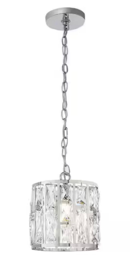 Kristella 1-Light Chrome Crystal Pendant Light