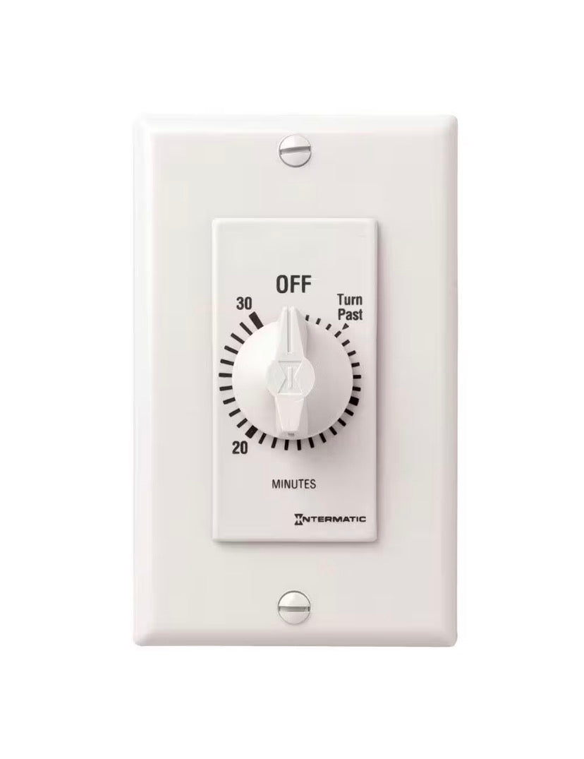 20 Amp 30-Minute Indoor In-Wall Spring Wound Timer, White