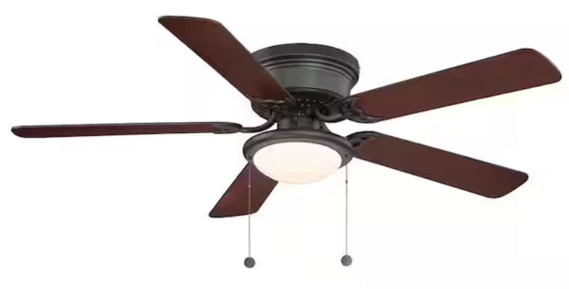 Hugger 52 in. LED Indoor Black Ceiling Fan with Light Kit