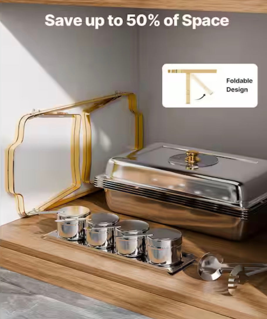 Chafing Dish Buffet Set, 8 qt. Silver, Stainless Steel Chafing Dishes and Accessories, Round Catering Warmer (2-Pack)