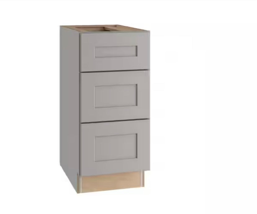 15 in. W x 21 in. D x 34.5 in. H Ready to Assemble Plywood Shaker Drawer Base Kitchen Cabinet in Dove Gray