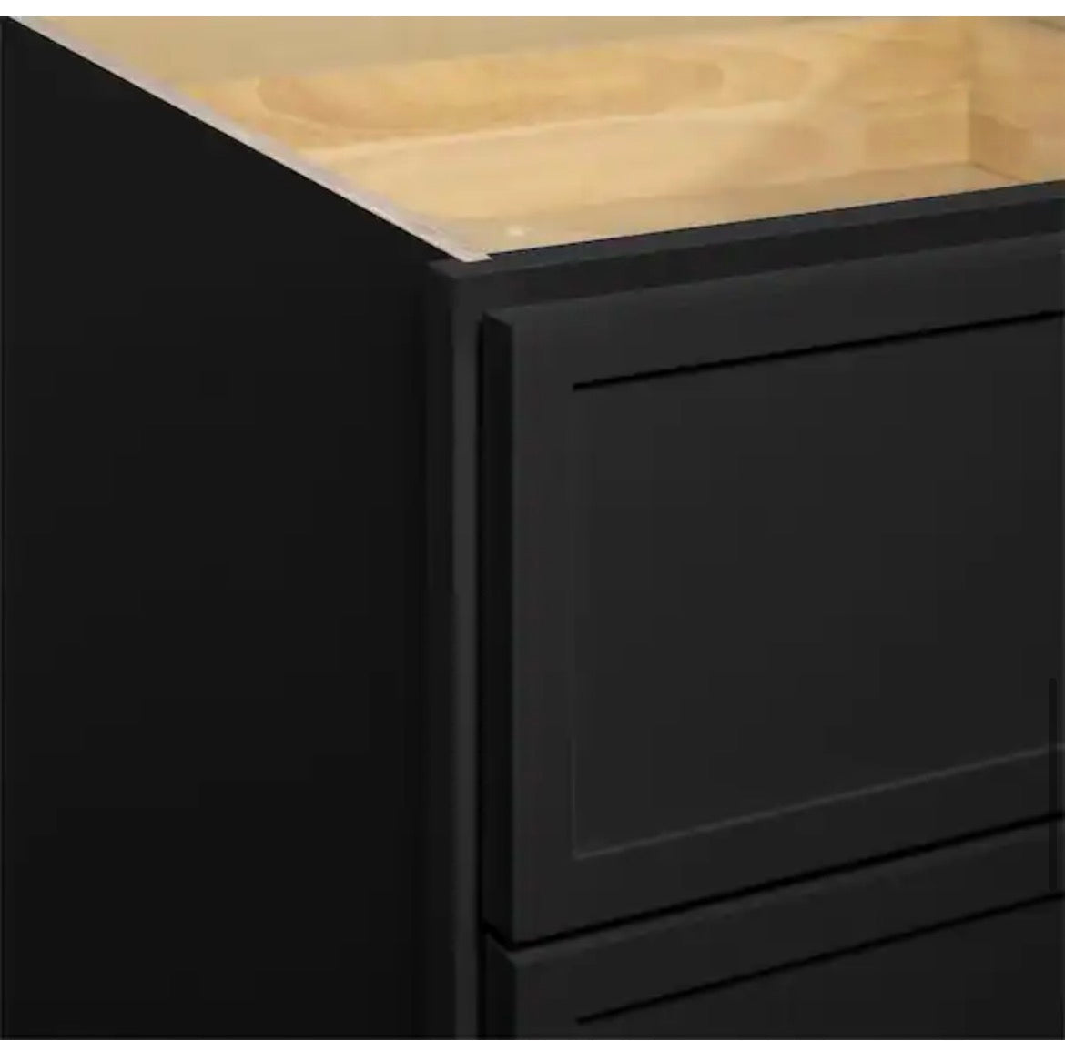 Leyton 30 in. W x 24 in. D x 34.5 in. H Ready to Assemble Plywood Slim Shaker Drawer Base Kitchen Cabinet in Raven Black