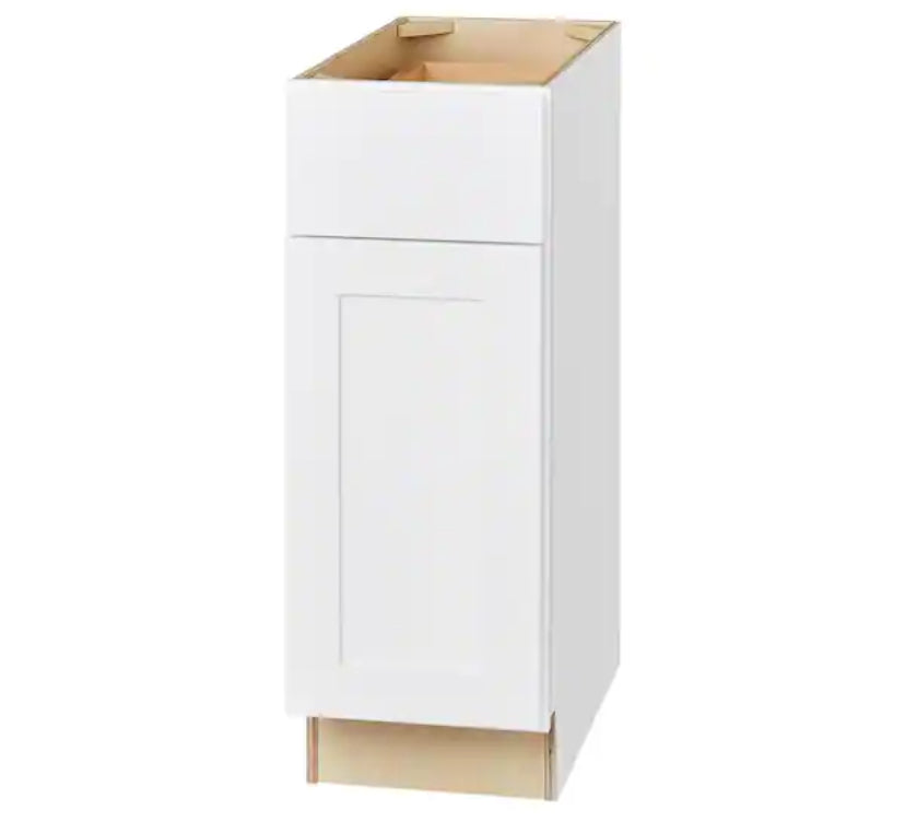 Avondale Shaker Alpine White Ready to Assemble Plywood 12 in Base Kitchen Cabinet (12 in W x 24 in D x 34.50 in H)