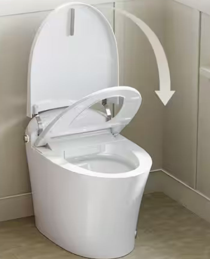 1-piece 1/1.27 GPF Dual Flush Elongated Toilet in White, Seat Included