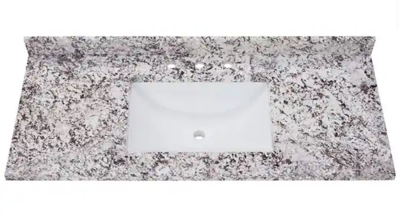 49 in. W x 22 in. D Cultured Marble White Rectangular Single Sink Vanity Top in Bianco Antico