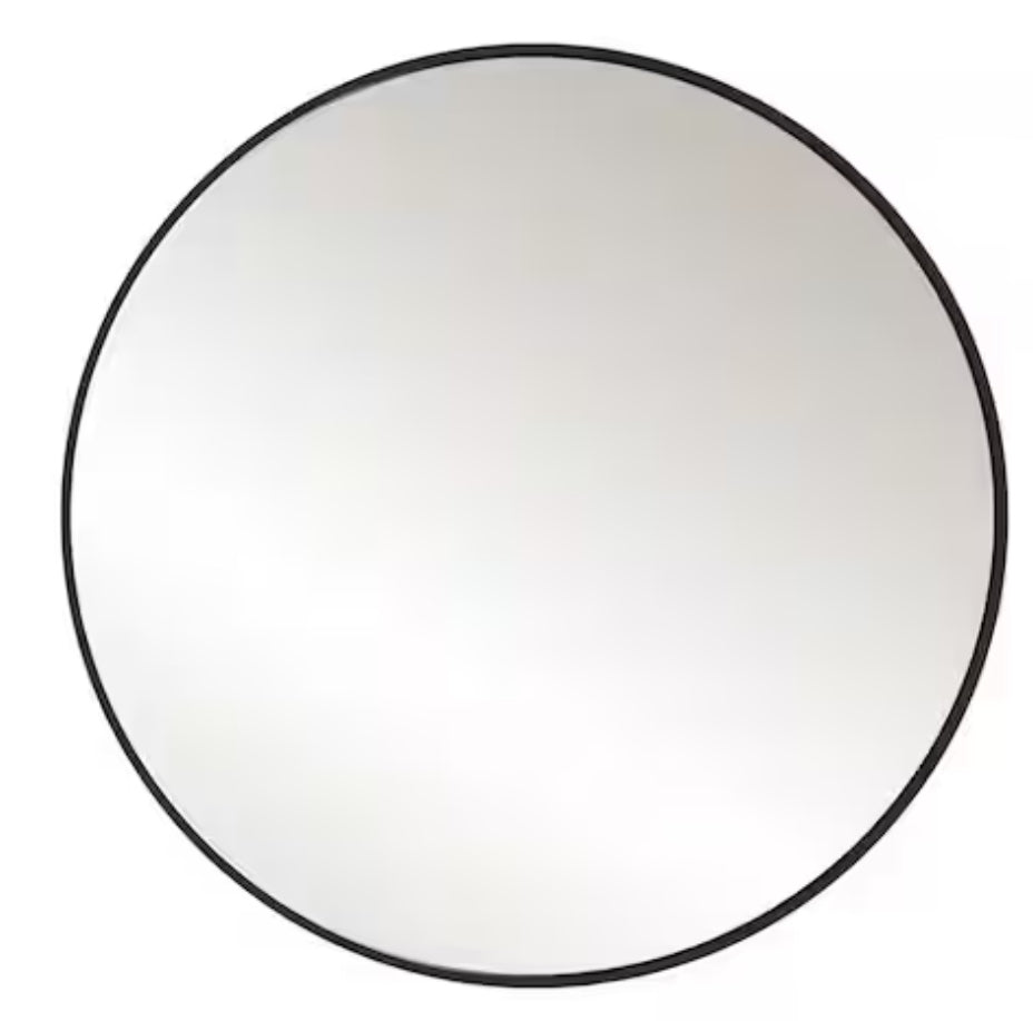 24 in. W x 24 in. H Black Vanity Round Wall Mirror Aluminum Alloy Frame Bathroom Mirror