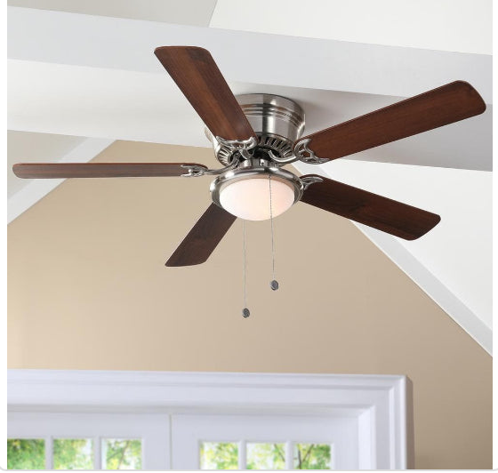 Hugger 52 in. LED Indoor Brushed Nickel Ceiling Fan with Light Kit