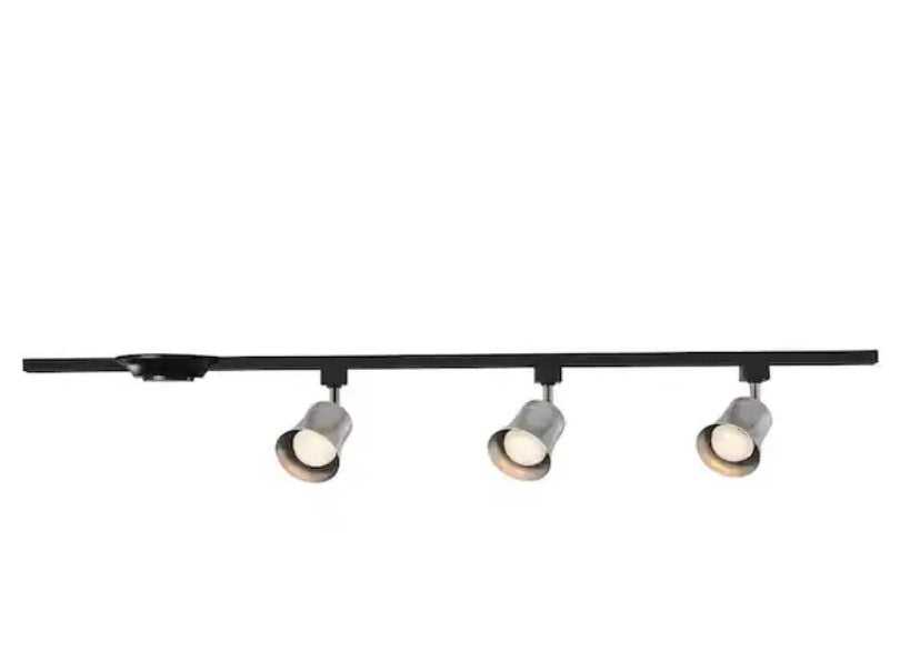 4 ft. Brushed Nickel Integrated LED Ceiling Mount Direct wire Track Lighting Kit with Flared Linear Track Head 3-Light