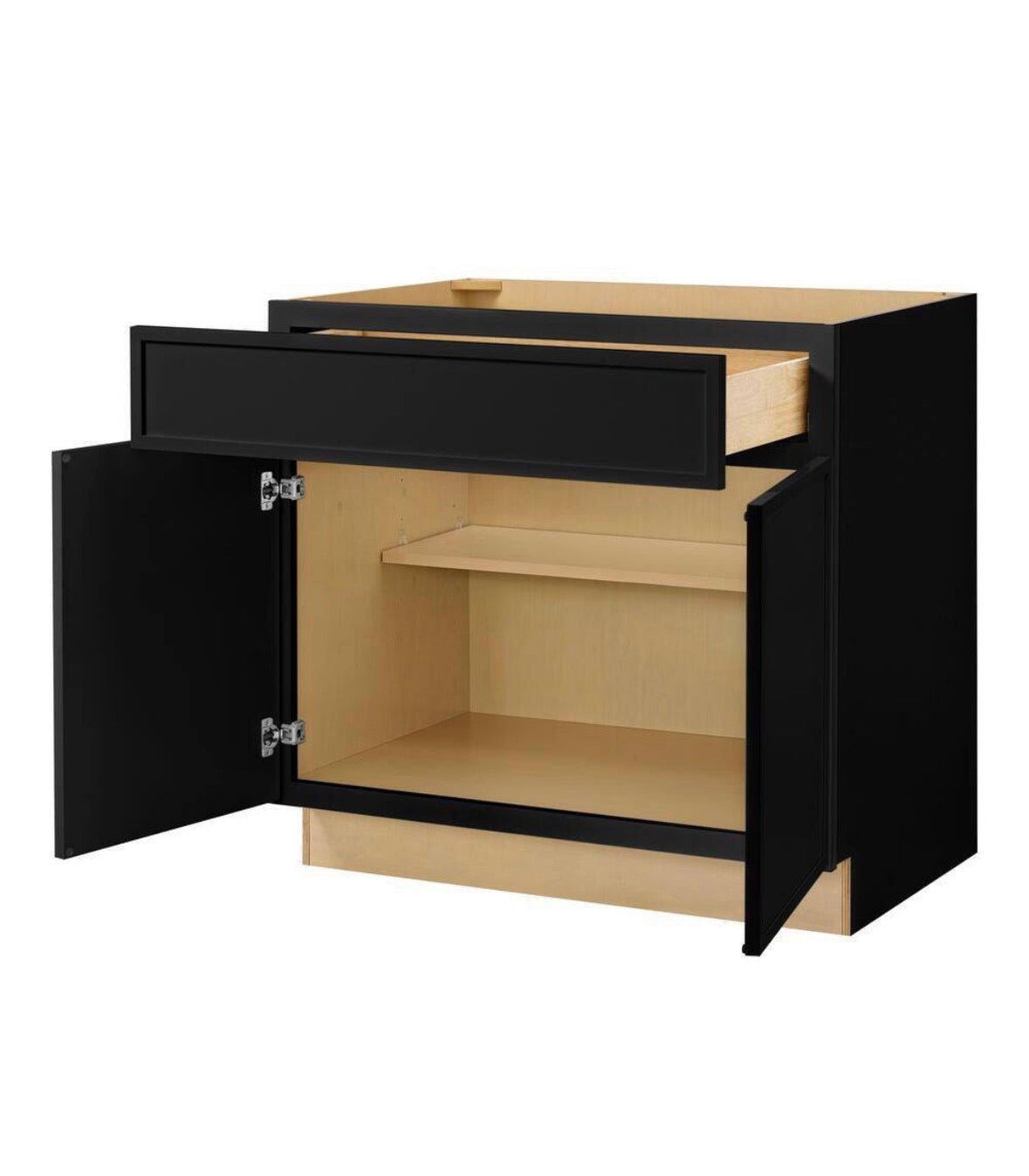 Leyton 36 in. W x 24 in. D x 34.5 in. H Ready to Assemble Plywood Slim Shaker Base Kitchen Cabinet in Raven Black