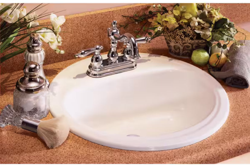 Laurel Round Drop-In Bathroom Sink in White